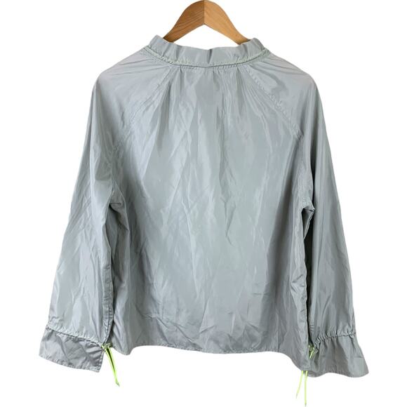 H&M Grey Neon Green Blouse Stand-Up Collar Pullover Windbreaker Drawstring 8 M - Picture 3 of 7